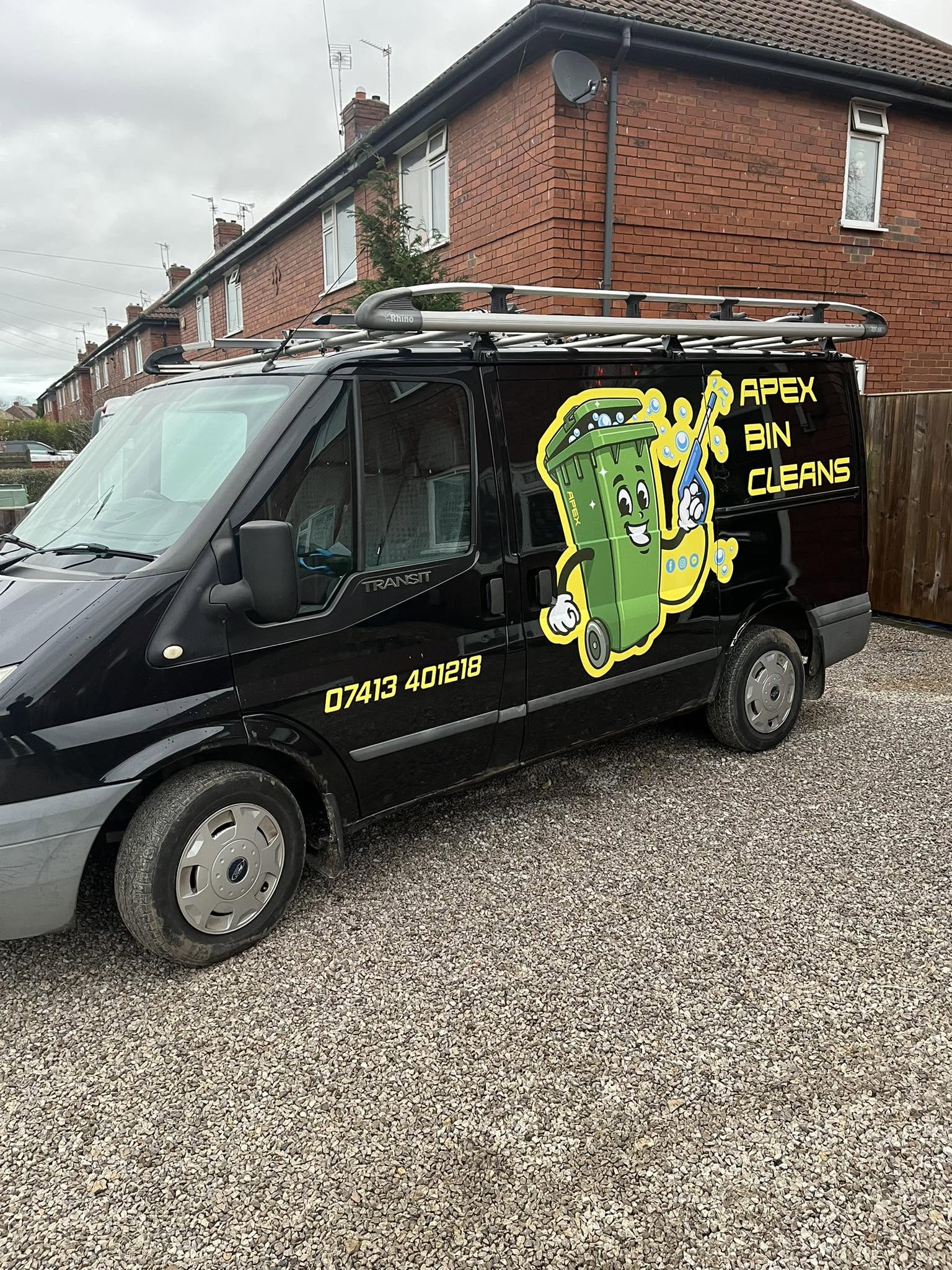 Apex Bin Cleans branded van parked on a York driveway