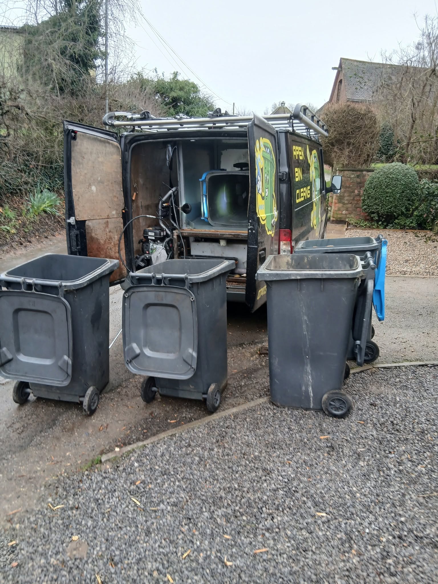 Apex Bin Cleans van equipped with jetwashing gear